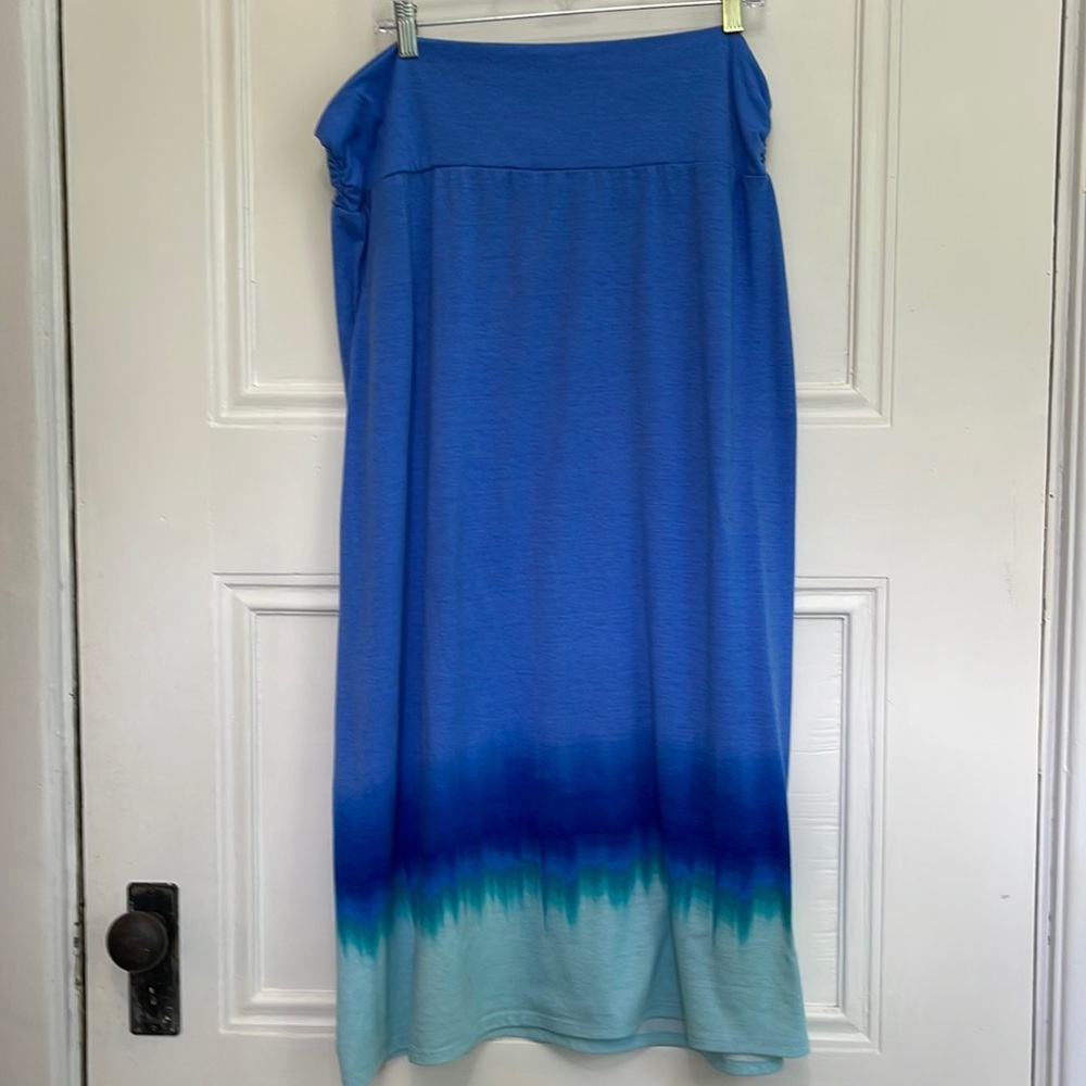 Tie Dyed Skirt XXL Cotton Blend Maxi Length Blues Teals